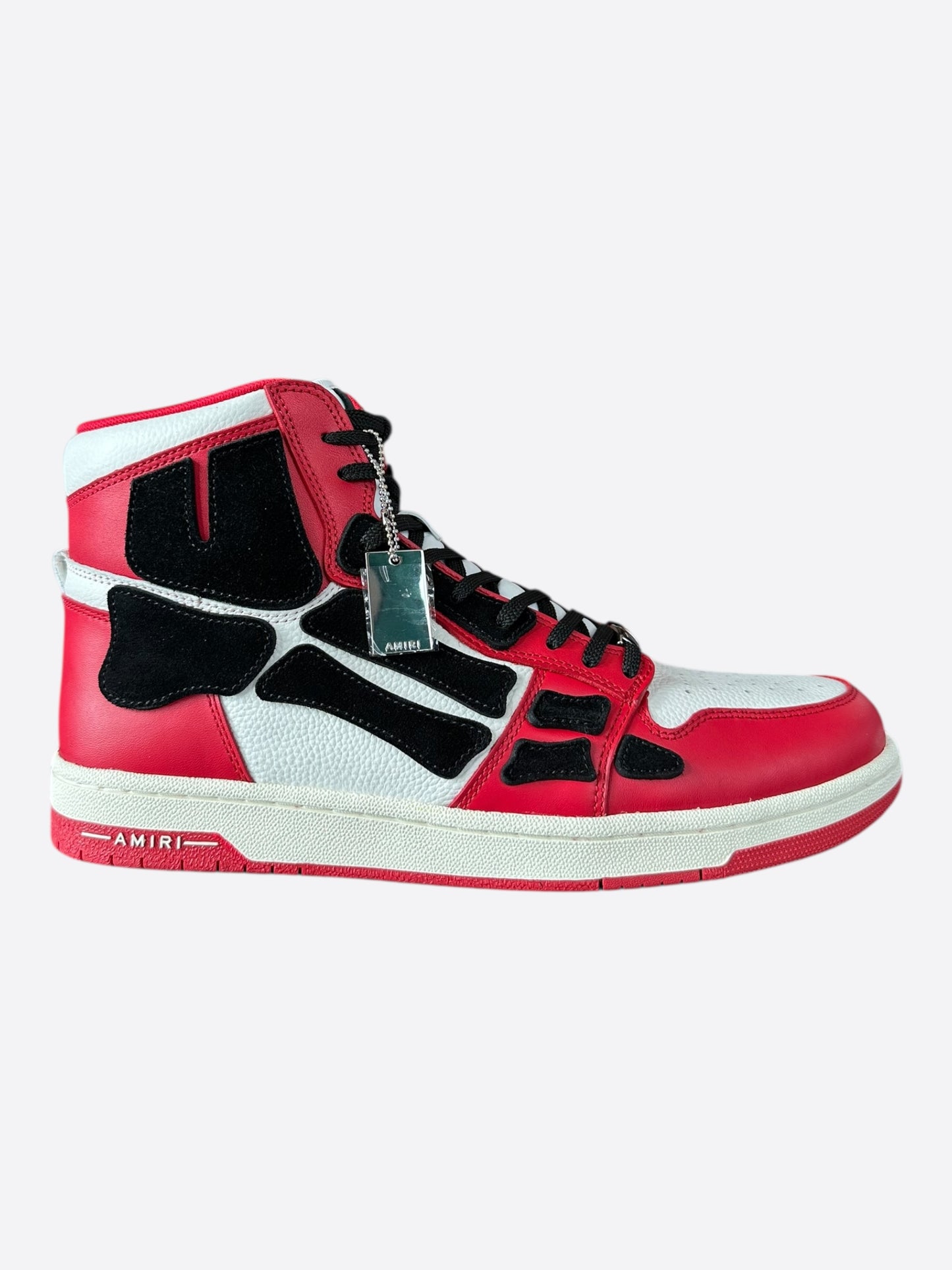 Amiri Red White & Black Skeleton High Top Sneakers