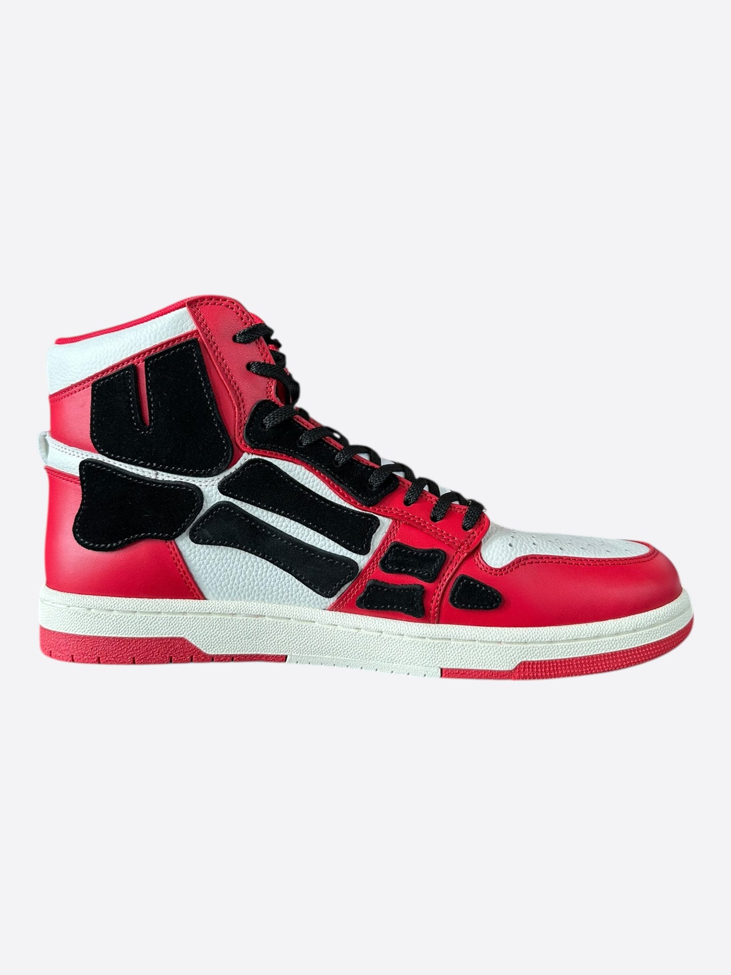 Amiri Red White & Black Skeleton High Top Sneakers