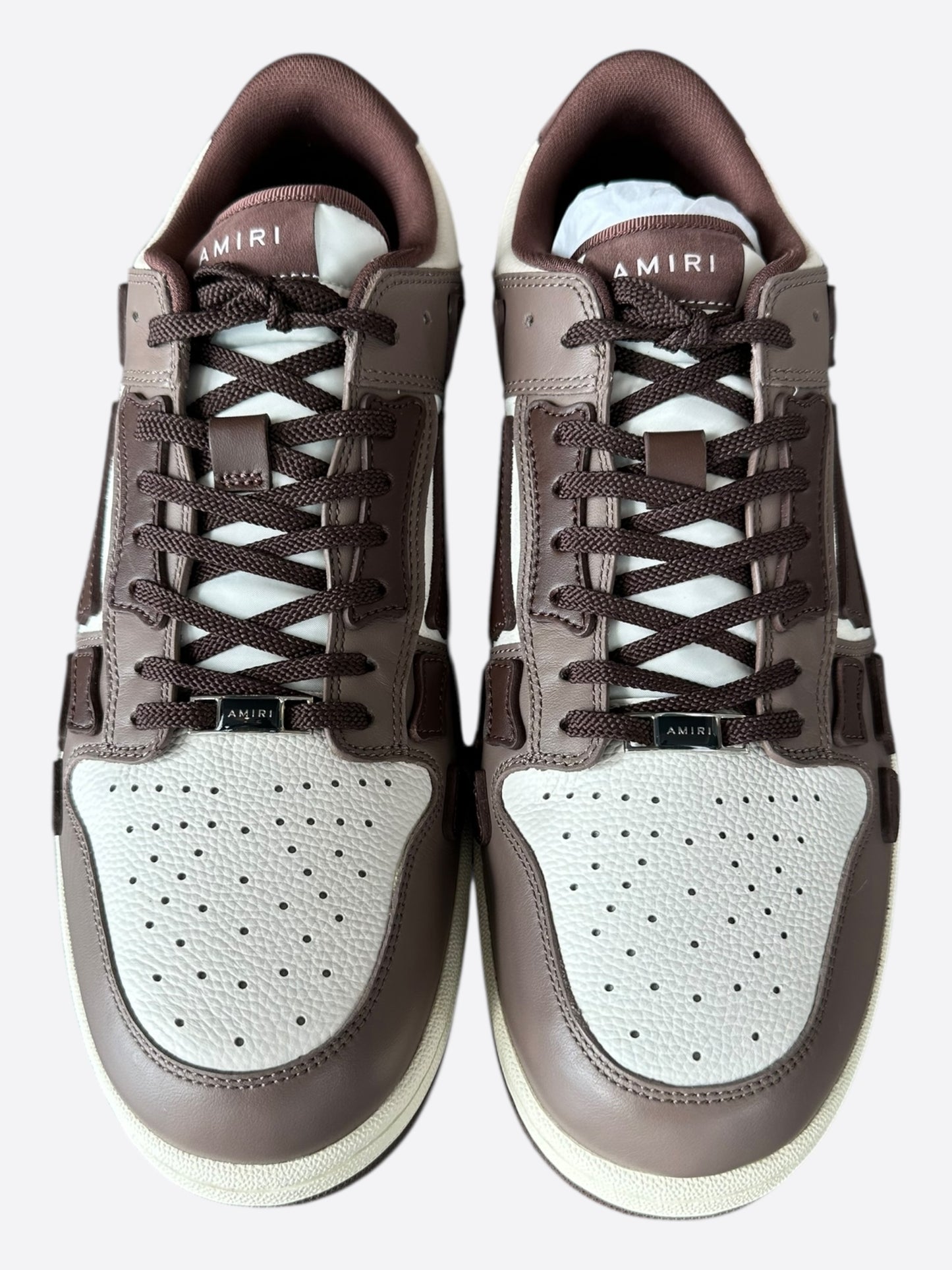 Amiri Brown & White Skeleton Low Top Sneakers