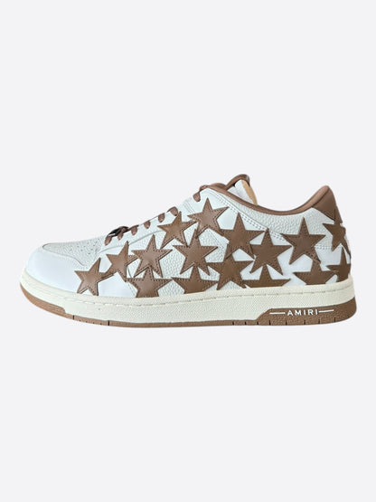 Amiri White & Brown Stars Low Top Sneakers