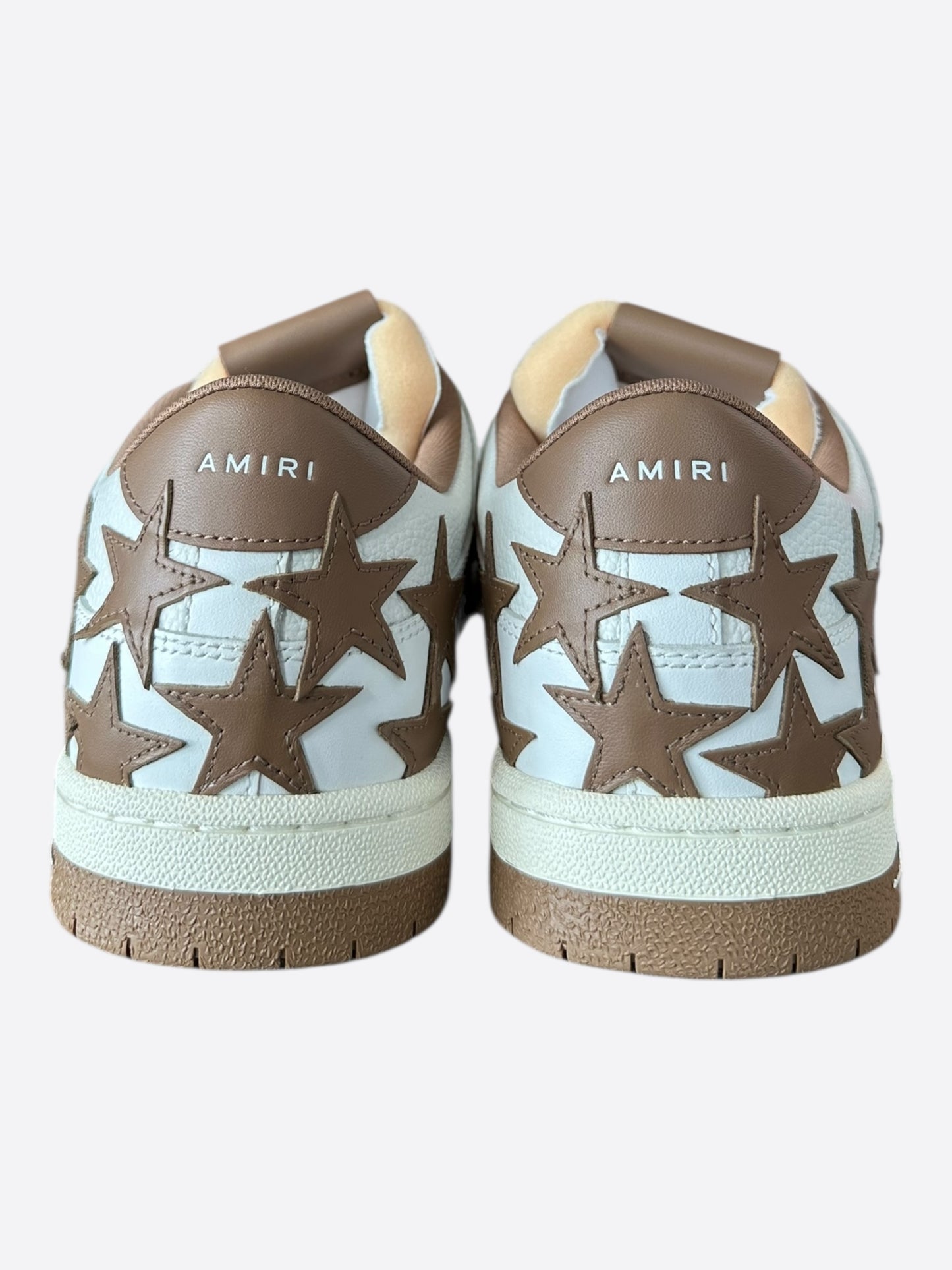 Amiri White & Brown Stars Low Top Sneakers