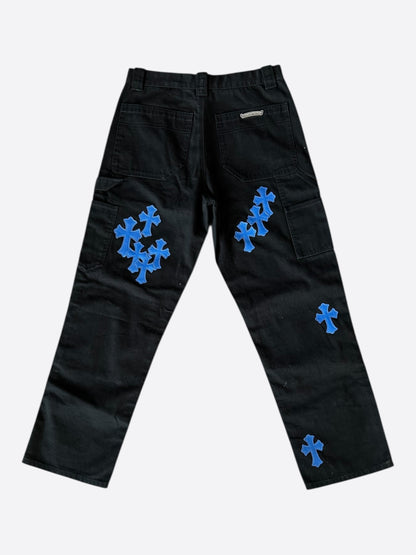Chrome Hearts Black & Blue Cross Patch Carpenter Pants