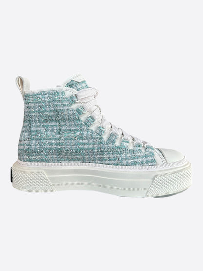 Amiri Blue & White Crystal Boucle MA Court High Top Women's Sneakers