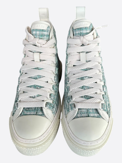 Amiri Blue & White Crystal Boucle MA Court High Top Women's Sneakers