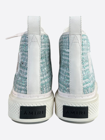 Amiri Blue & White Crystal Boucle MA Court High Top Women's Sneakers