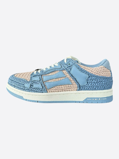 Amiri Beige & Blue Raffia Skel Low Top Sneakers