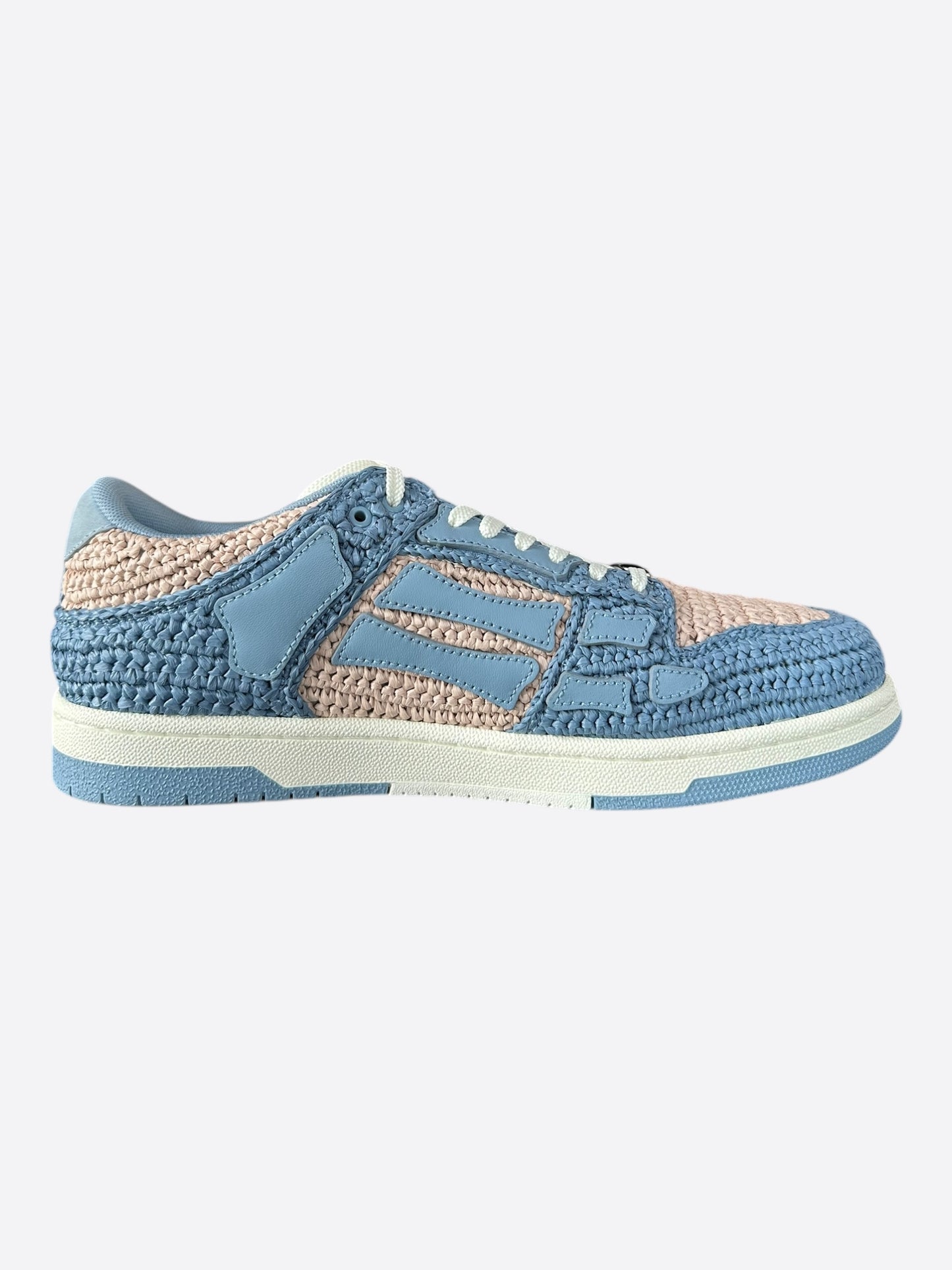 Amiri Beige & Blue Raffia Skel Low Top Sneakers
