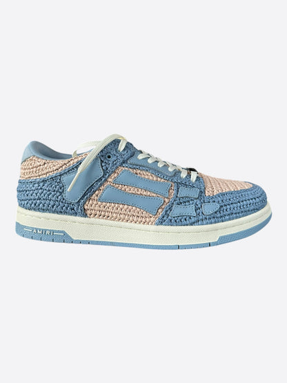Amiri Beige & Blue Raffia Skel Low Top Sneakers