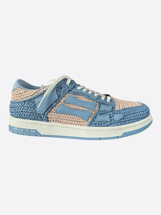 Amiri Beige & Blue Raffia Skel Low Top Sneakers