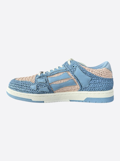 Amiri Beige & Blue Raffia Skel Low Top Sneakers