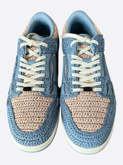 Amiri Beige & Blue Raffia Skel Low Top Sneakers