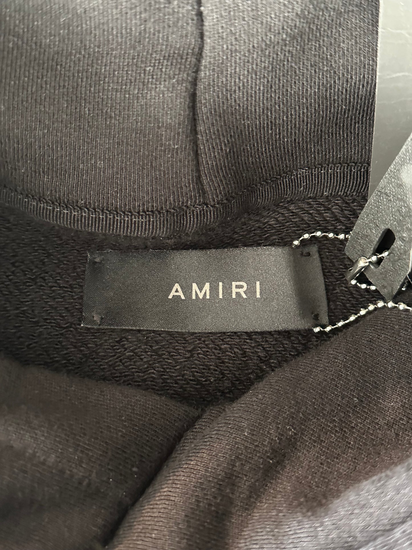 Amiri Black & Blue Staggered Logo Hoodie