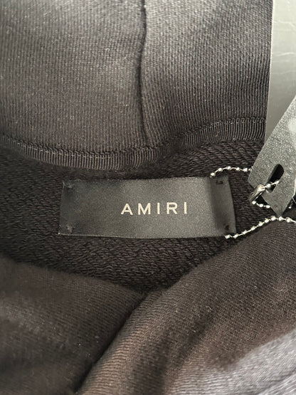 Amiri Black & Blue Staggered Logo Hoodie