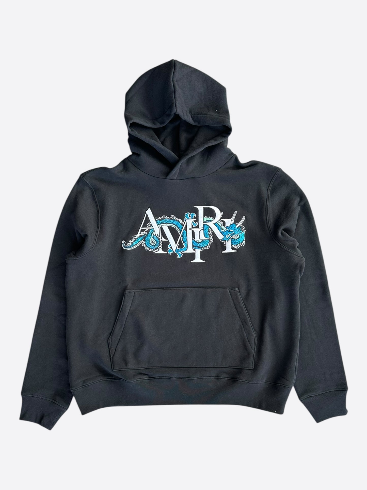 Amiri Black & White Embroidered Dragon Logo Hoodie