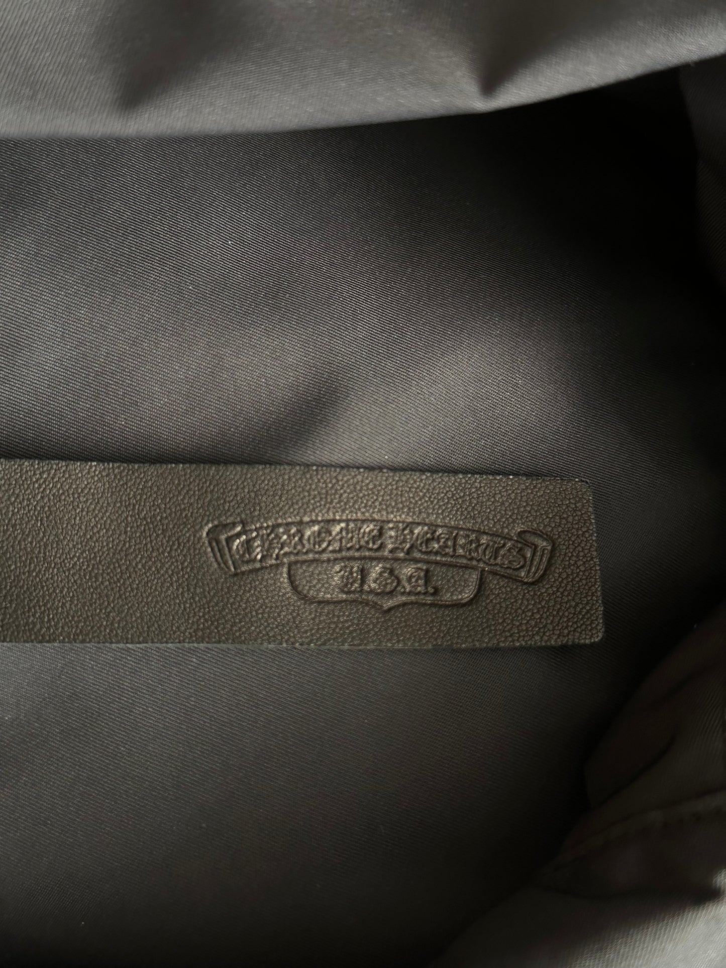 Chrome Hearts Black Nylon & Leather Zip Up Shirt