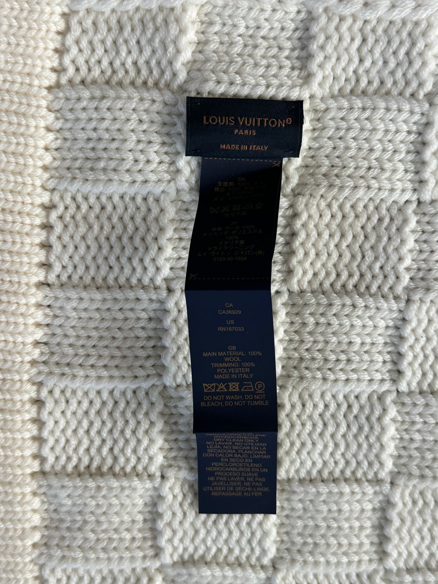 Louis Vuitton White & Black Damier Scarf