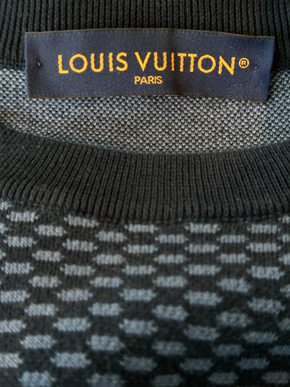 Louis Vuitton Grey & White Damier LV Crystal Embellished T-Shirt
