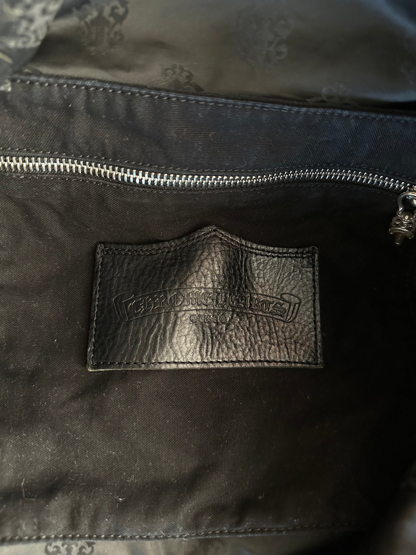 Chrome Hearts Black & White Horseshoe Logo Tote