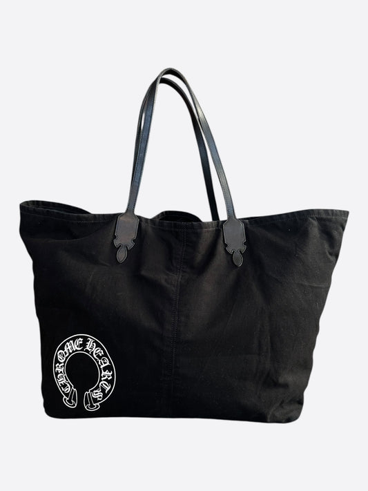 Chrome Hearts Black & White Horseshoe Logo Tote