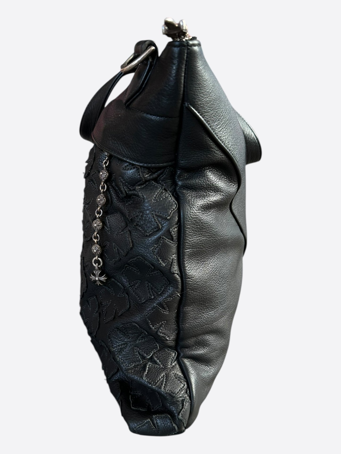 Chrome Hearts Black Plus Cross Patch Leather Tote Bag