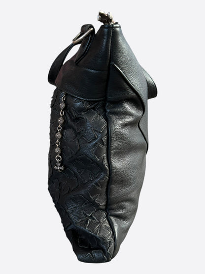 Chrome Hearts Black Plus Cross Patch Leather Tote Bag