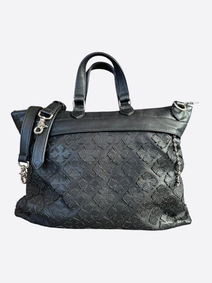Chrome Hearts Black Plus Cross Patch Leather Tote Bag
