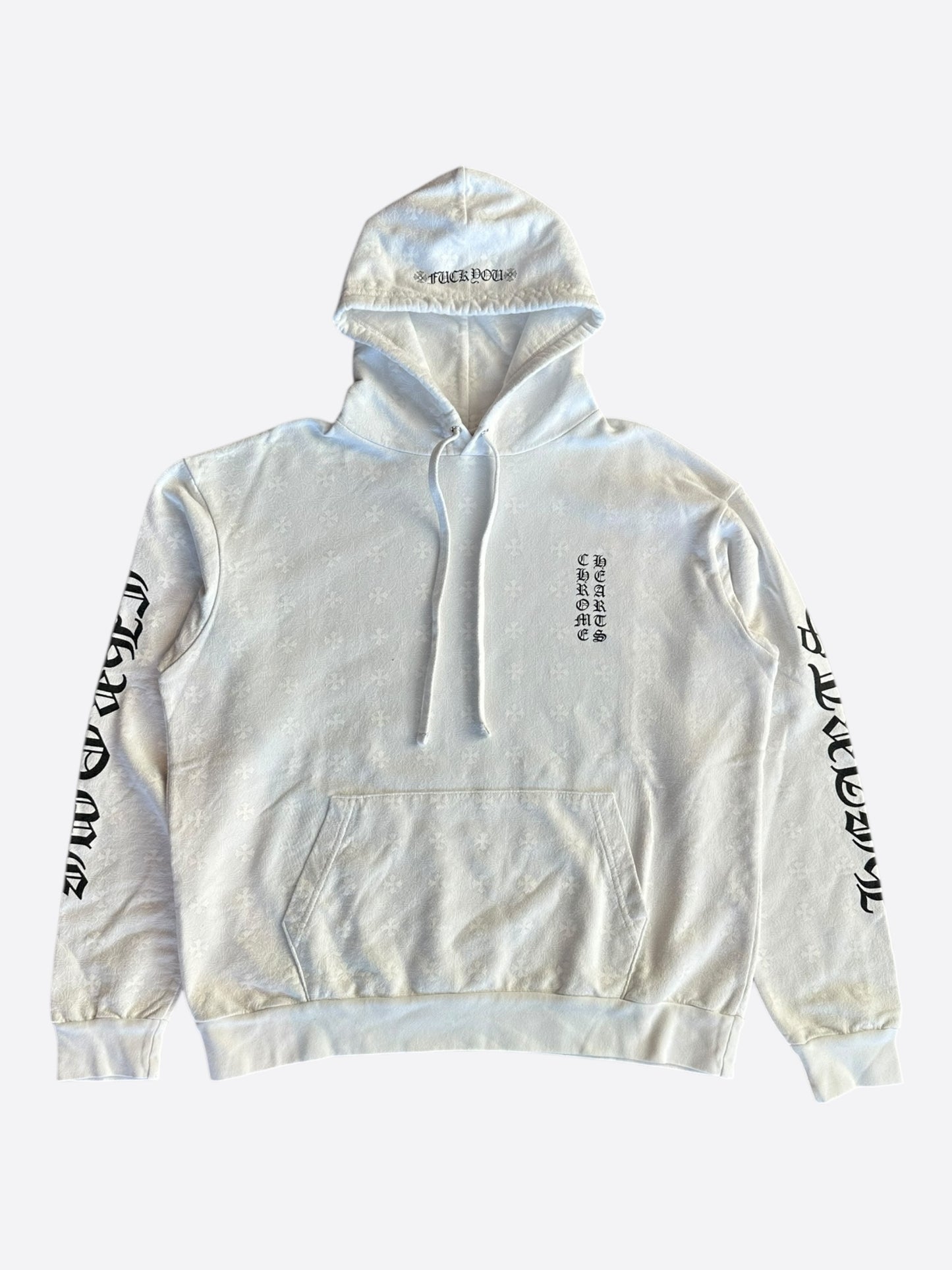 Chrome Hearts White & Black Cross Jacquard Horseshoe Logo Hoodie