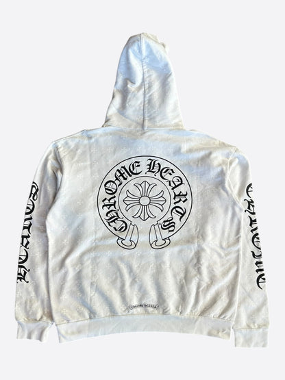 Chrome Hearts White & Black Cross Jacquard Horseshoe Logo Hoodie