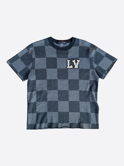 Louis Vuitton Grey & White Damier LV Crystal Embellished T-Shirt