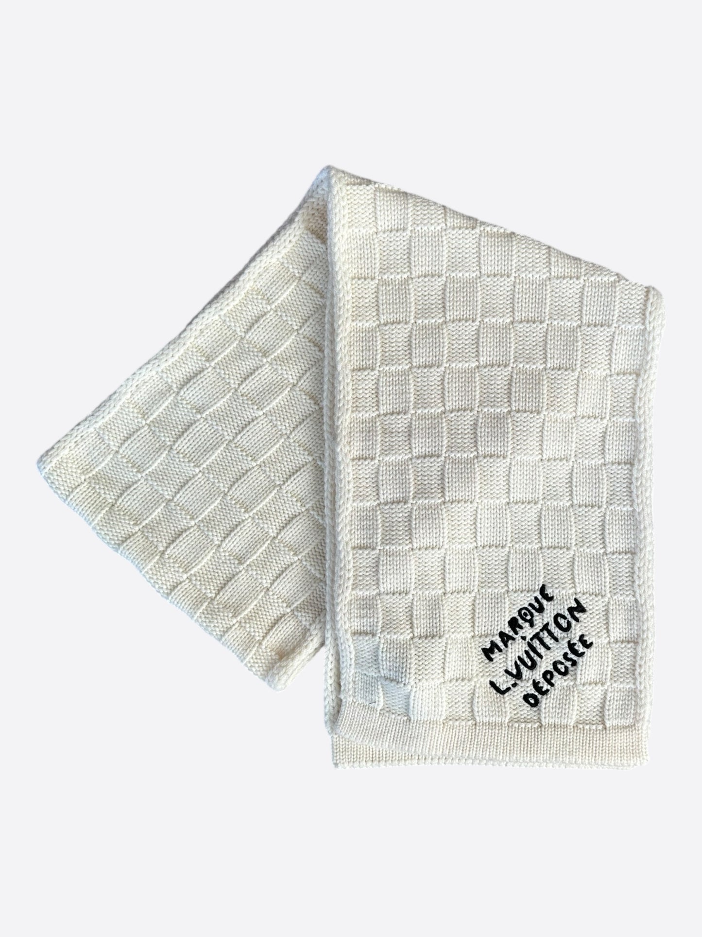 Louis Vuitton White & Black Damier Scarf