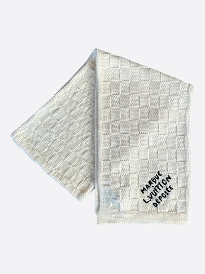 Louis Vuitton White & Black Damier Scarf