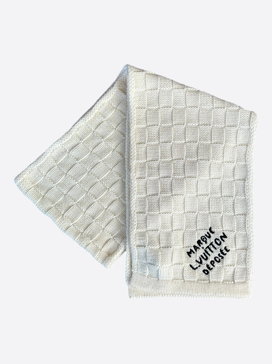 Louis Vuitton White & Black Damier Scarf