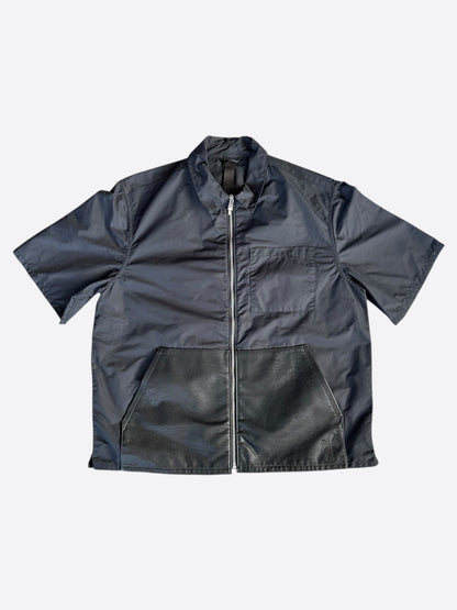 Chrome Hearts Black Nylon & Leather Zip Up Shirt