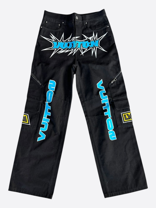 Louis Vuitton Black & Multicolor Graphic Cargo Pants