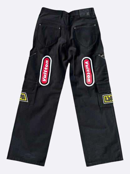 Louis Vuitton Black & Multicolor Graphic Cargo Pants