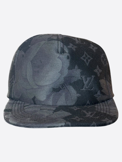 Louis Vuitton Black & Grey Floral Monogram Hat