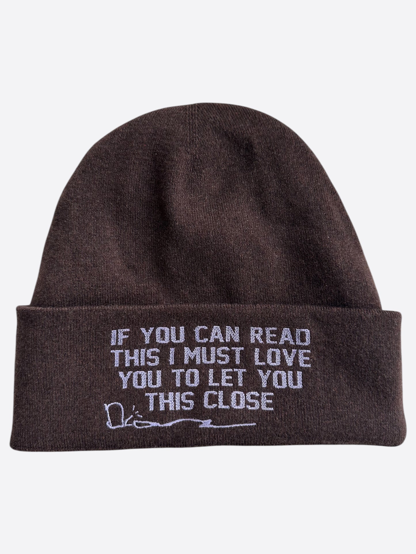 Dior Cactus Jack Brown & White Embroidered Logo Cashmere Beanie