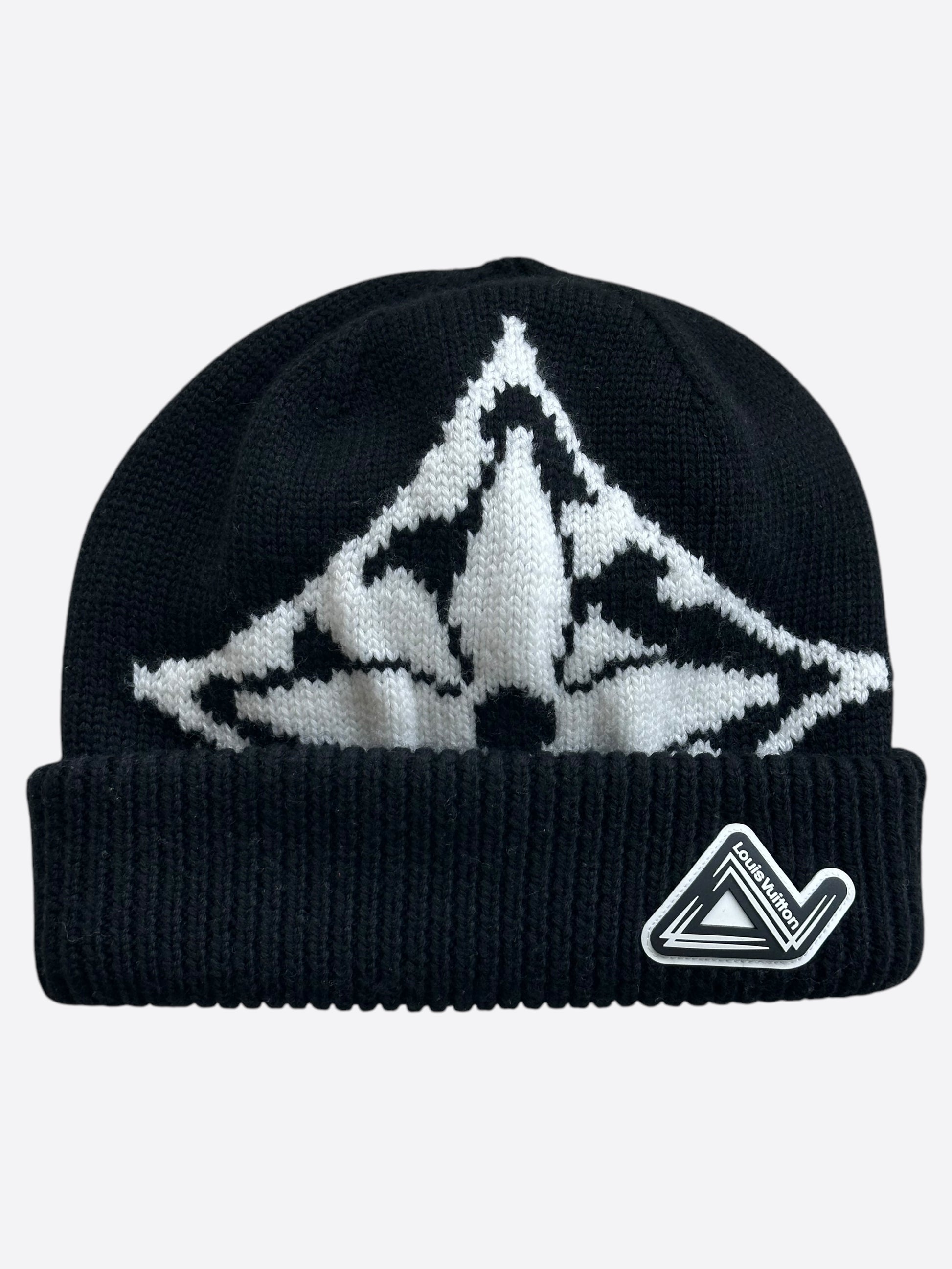 Louis Vuitton Black White Ice Reversible Wool Beanie – Savonches