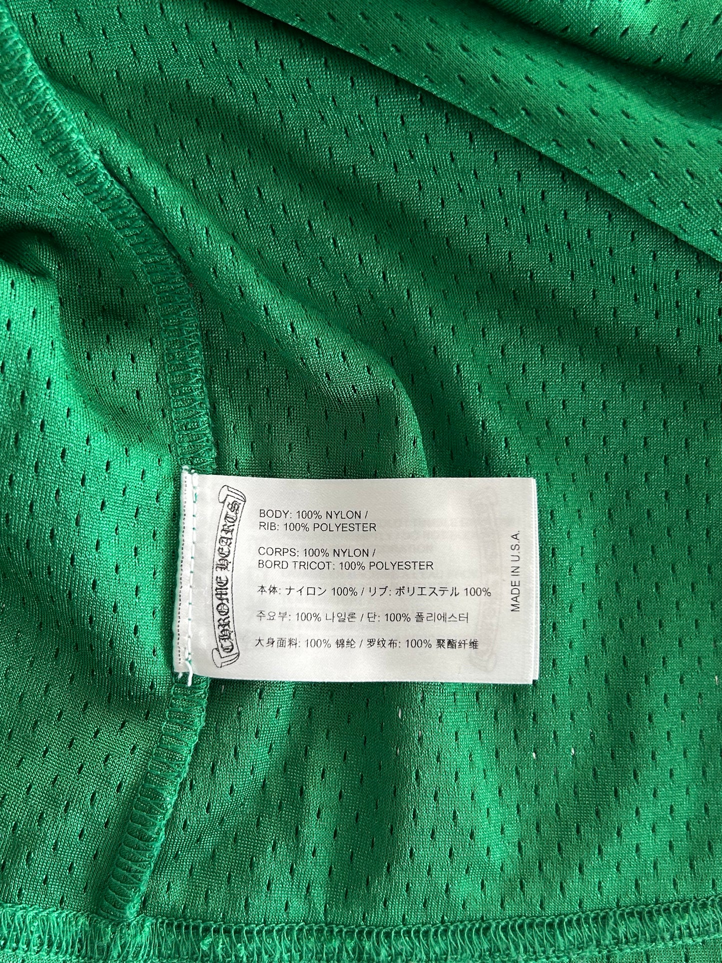 Chrome Hearts Green & Yellow Logo Mesh Jersey T-Shirt