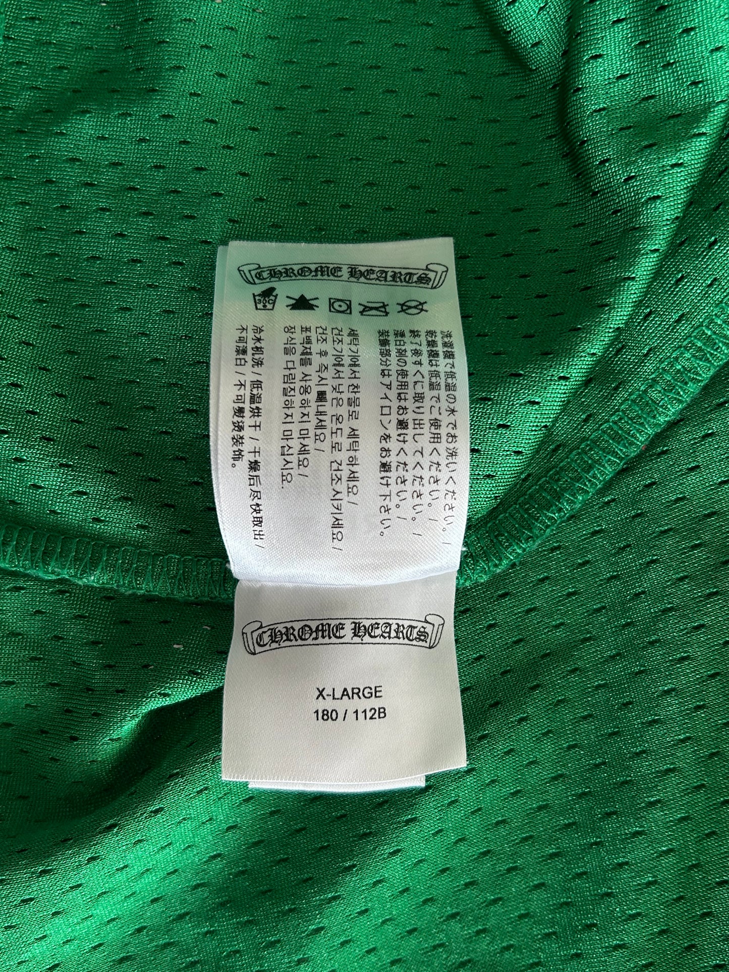 Chrome Hearts Green & Yellow Logo Mesh Jersey T-Shirt