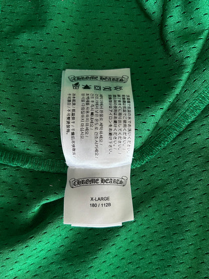 Chrome Hearts Green & Yellow Logo Mesh Jersey T-Shirt