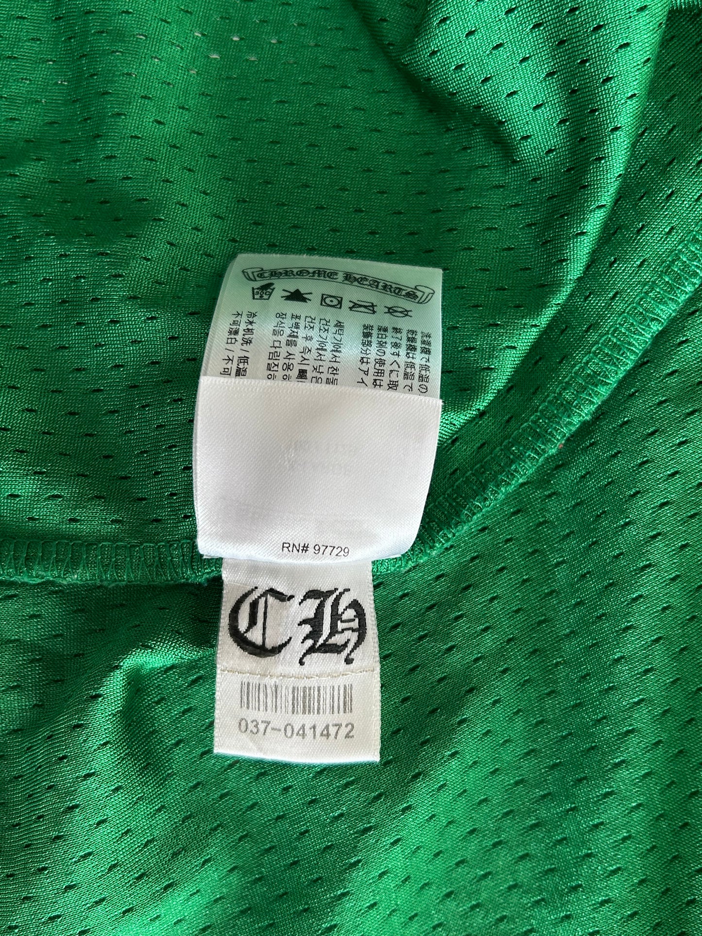 Chrome Hearts Green & Yellow Logo Mesh Jersey T-Shirt