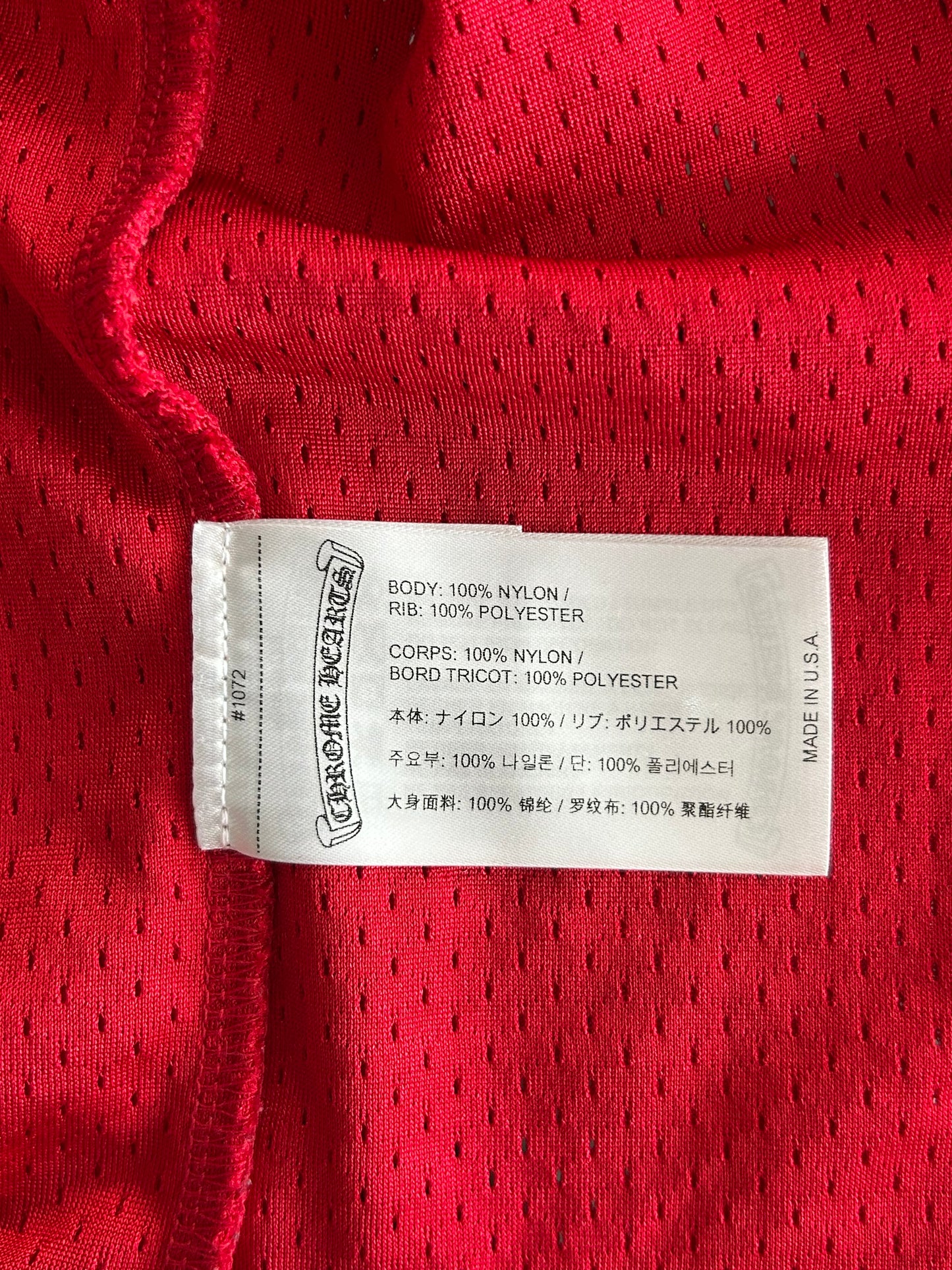 Chrome Hearts Matty Boy Red Form Mesh Jersey Longsleeve T-Shirt