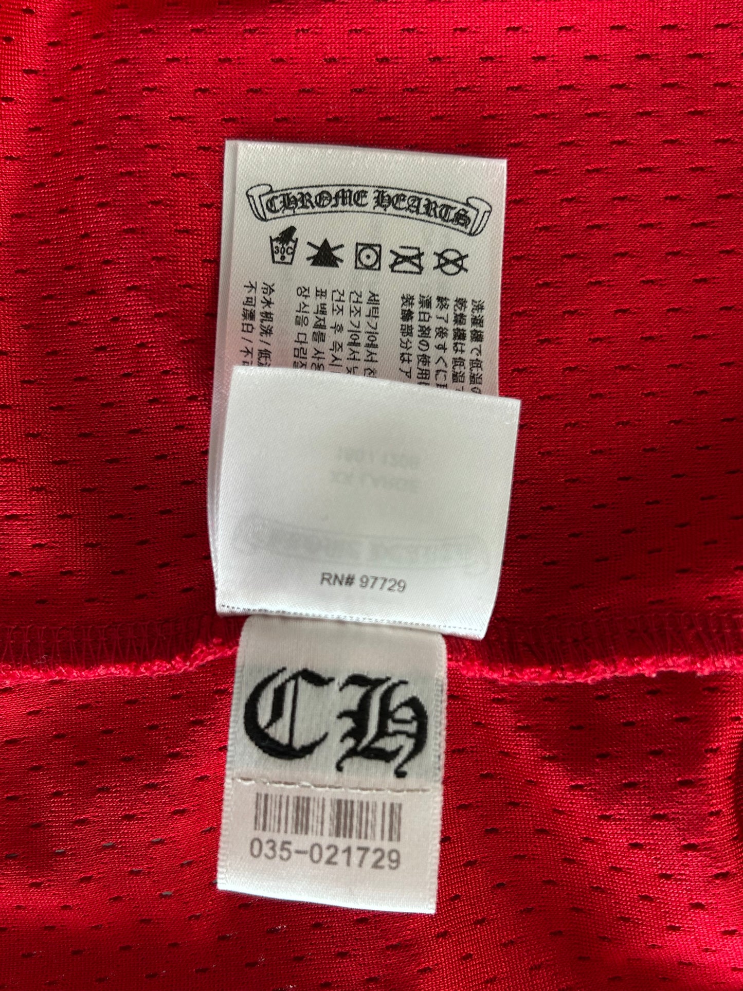 Chrome Hearts Matty Boy Red Form Mesh Jersey Longsleeve T-Shirt