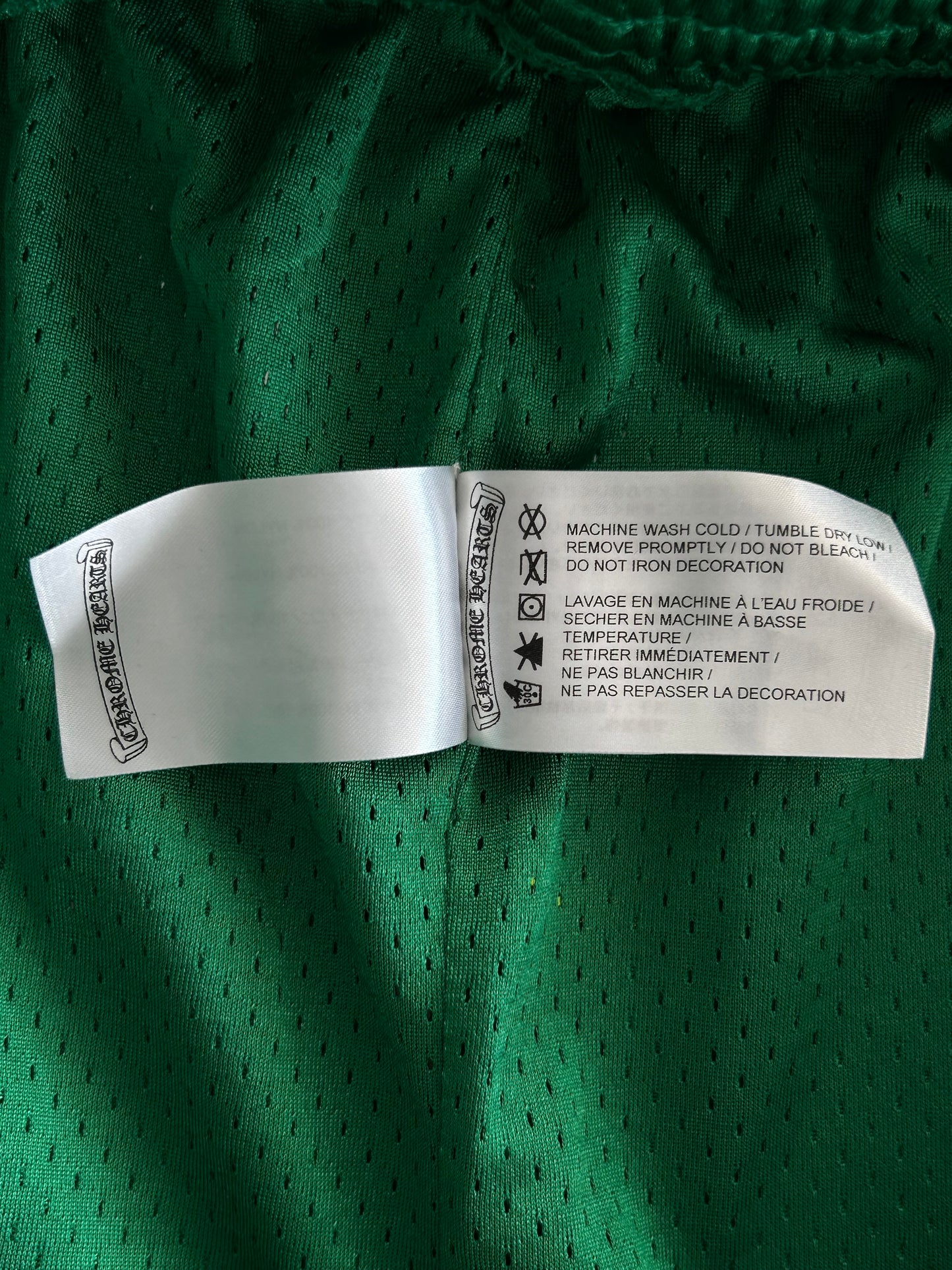 Chrome Hearts Green & Yellow Logo Mesh Shorts