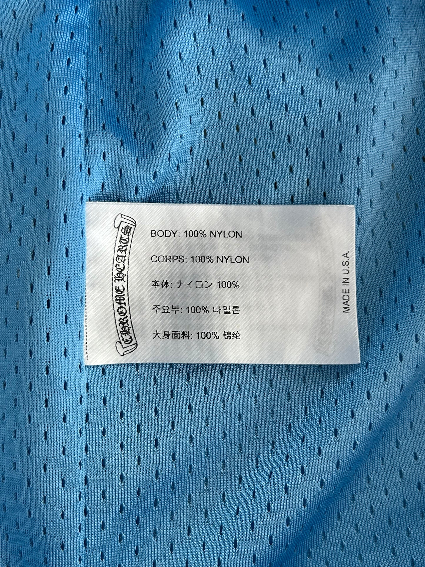 Chrome Hearts Blue & White Logo Mesh Shorts