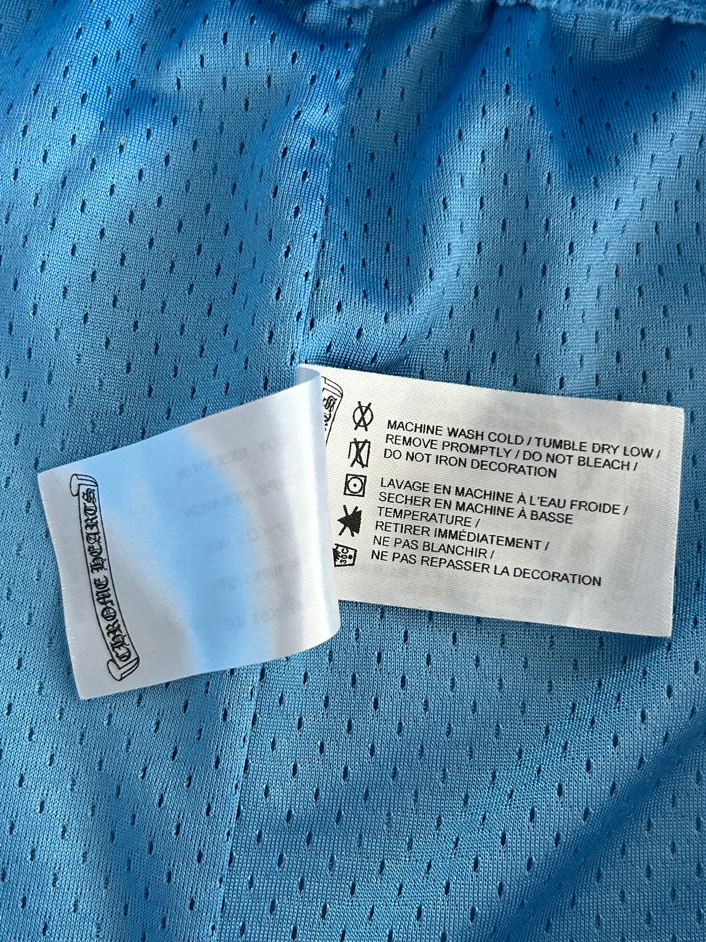 Chrome Hearts Blue & White Logo Mesh Shorts