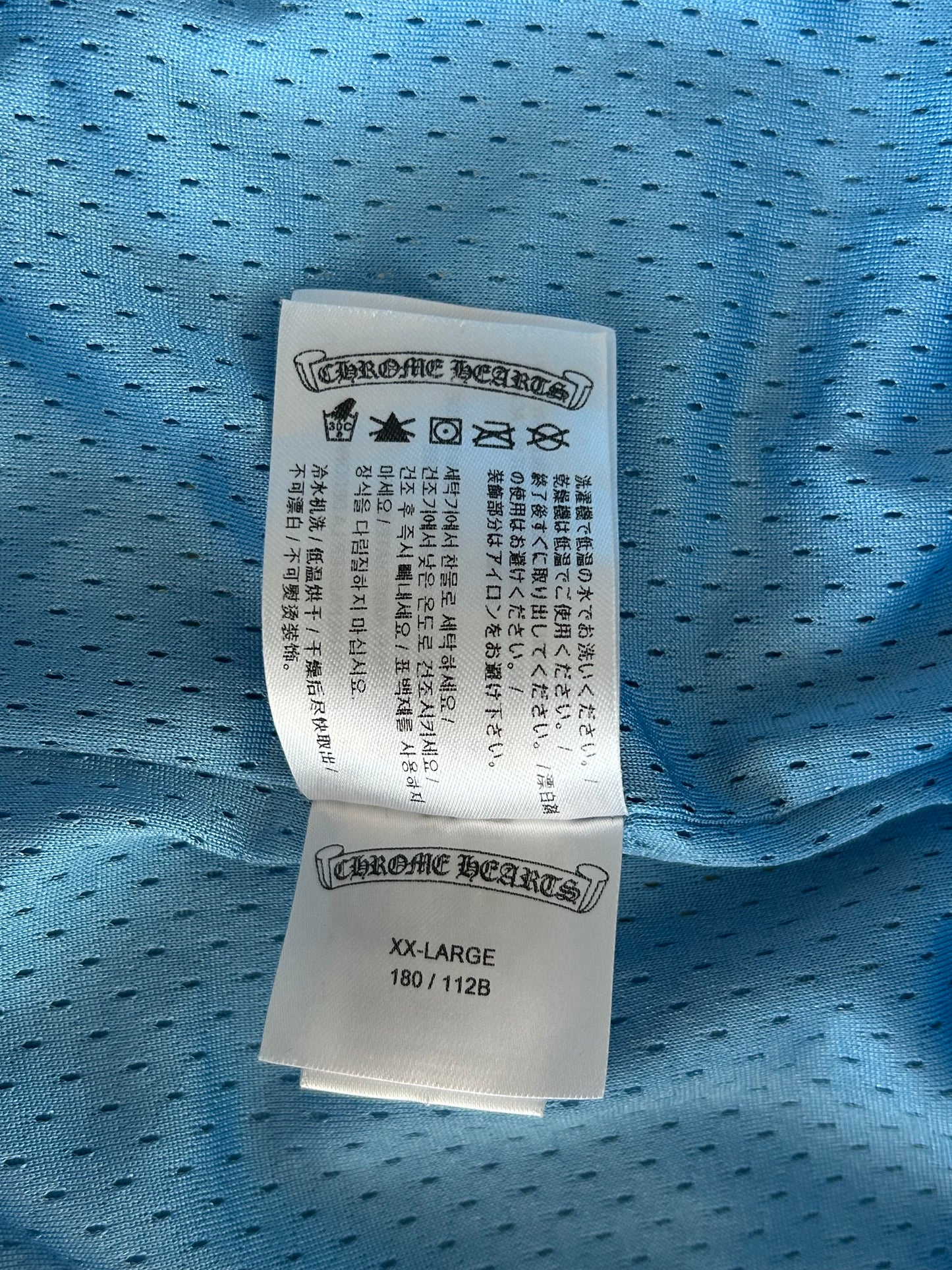 Chrome Hearts Blue & White Logo Mesh Shorts