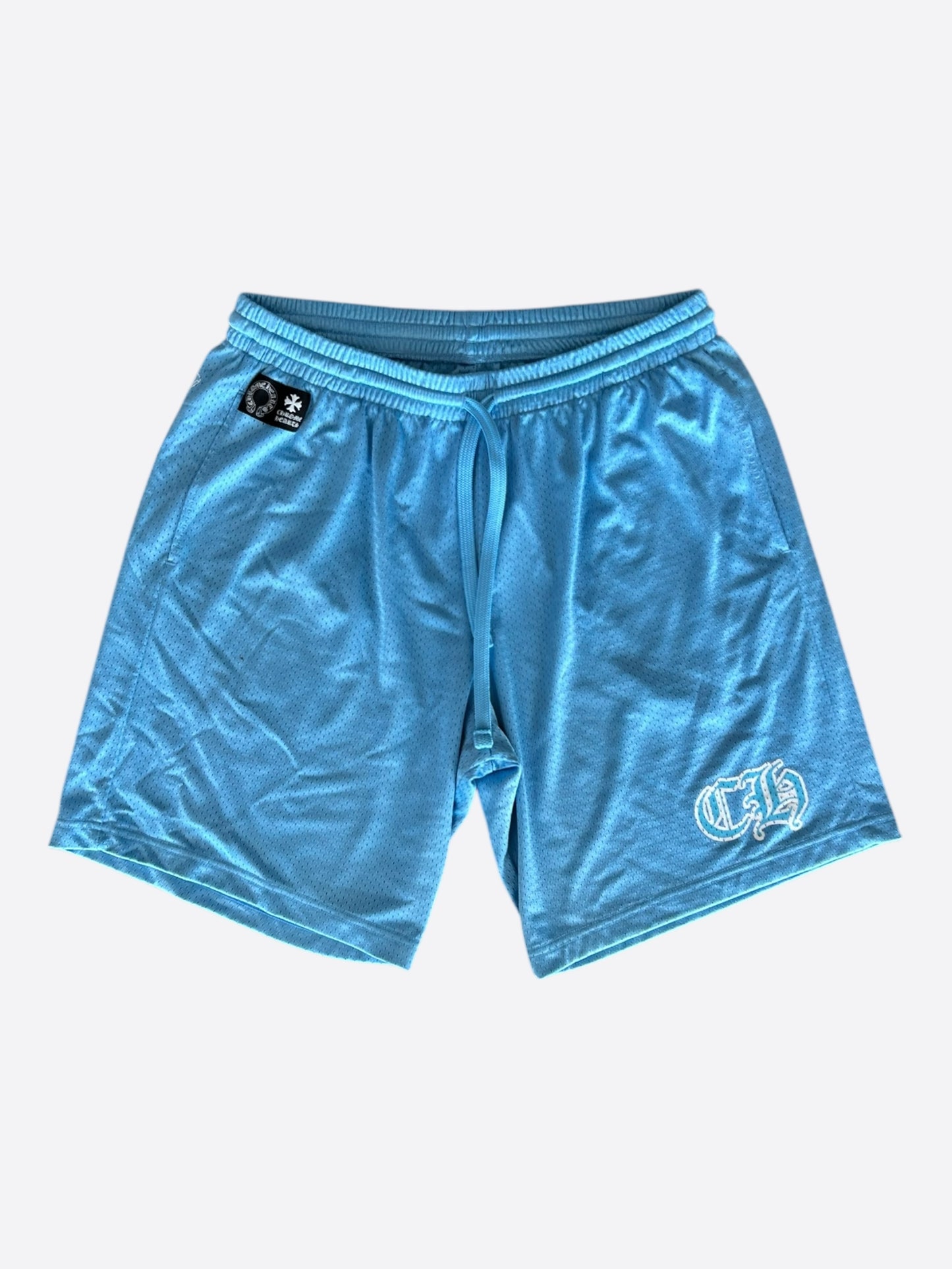 Chrome Hearts Blue & White Logo Mesh Shorts