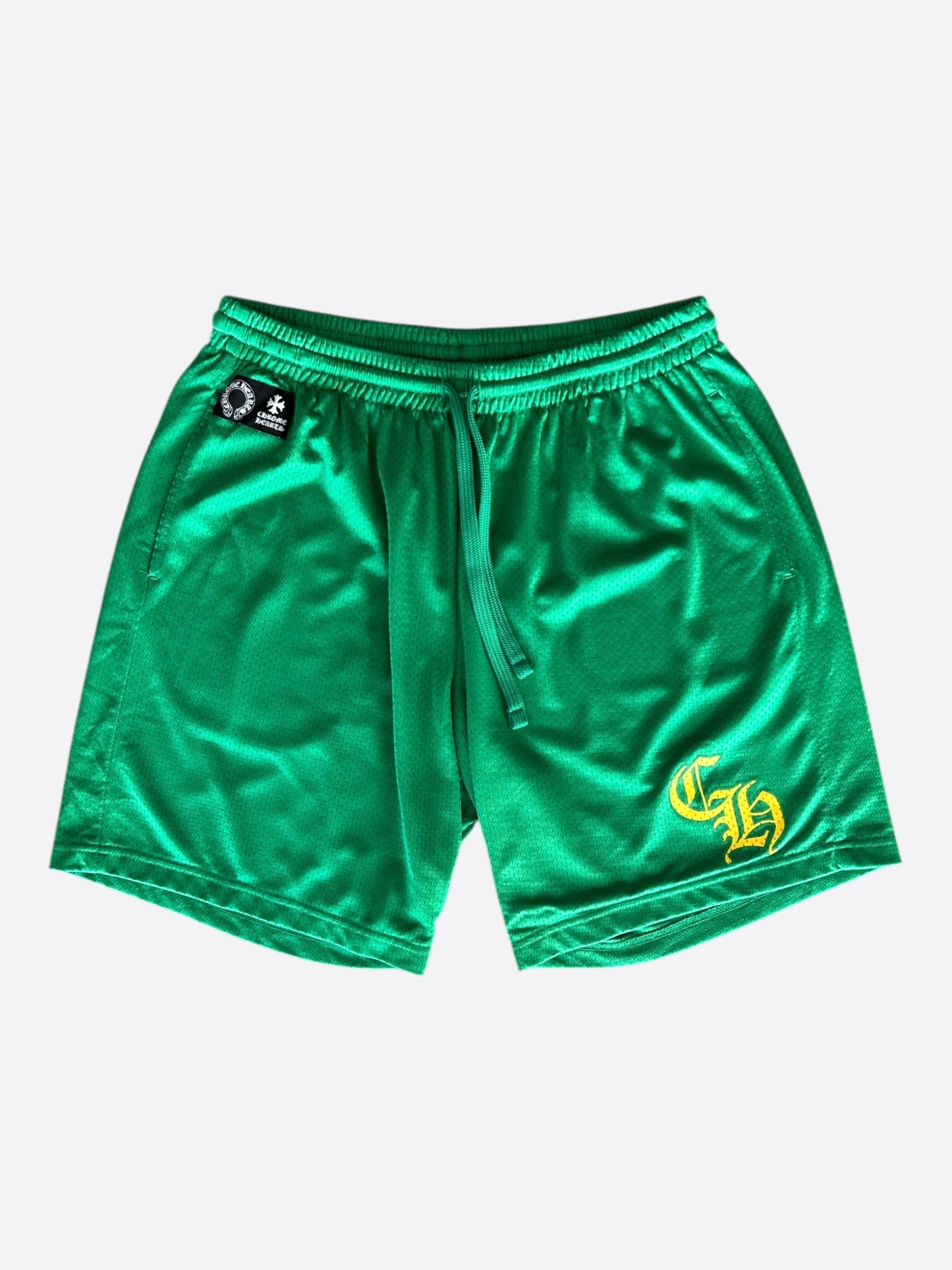 Chrome Hearts Green & Yellow Logo Mesh Shorts